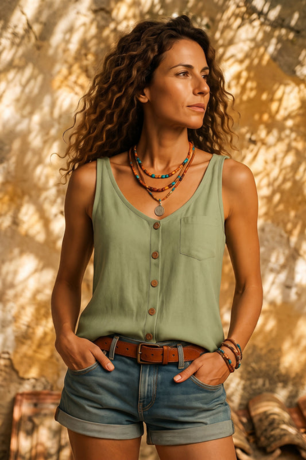 Princess Fashion Lightweight V-Neck Summer Top for Warm Days
