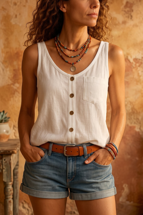 Princess Fashion Lightweight V-Neck Summer Top for Warm Days