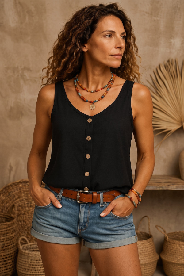 Princess Fashion Lightweight V-Neck Summer Top for Warm Days