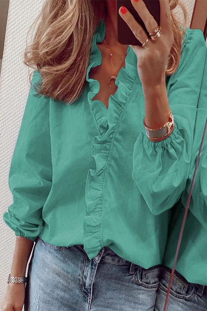 Princess Fashion Ruffle Long Sleeve Blouse for Everyday Wear