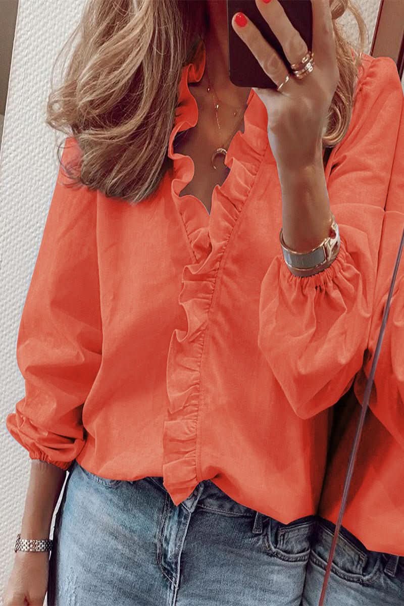 Princess Fashion Ruffle Long Sleeve Blouse for Everyday Wear