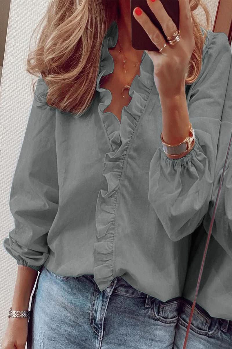 Princess Fashion Ruffle Long Sleeve Blouse for Everyday Wear