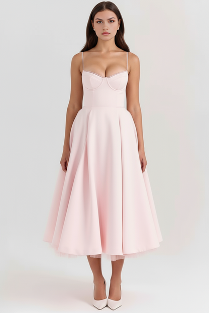 Princess Fashion Sweetheart Tulle Midi Dress for Wedding Guests