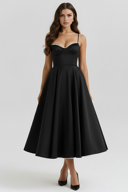 Princess Fashion Sweetheart Tulle Midi Dress for Wedding Guests